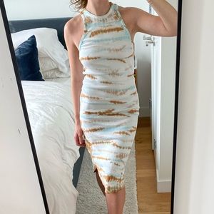 Tie die ribbed tank dress